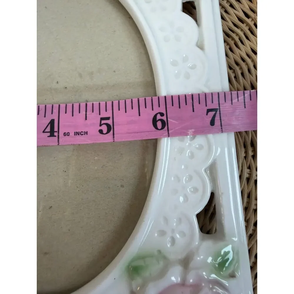 Vintage Elsa Porcelain Pink Rose Picture Frame Cottagecore Shabby Chic Floral